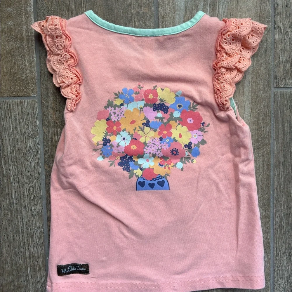 Girls' Matilda Jane Floral Graphic Top and Striped Shorts Set Size 4 - Picture 2 of 12